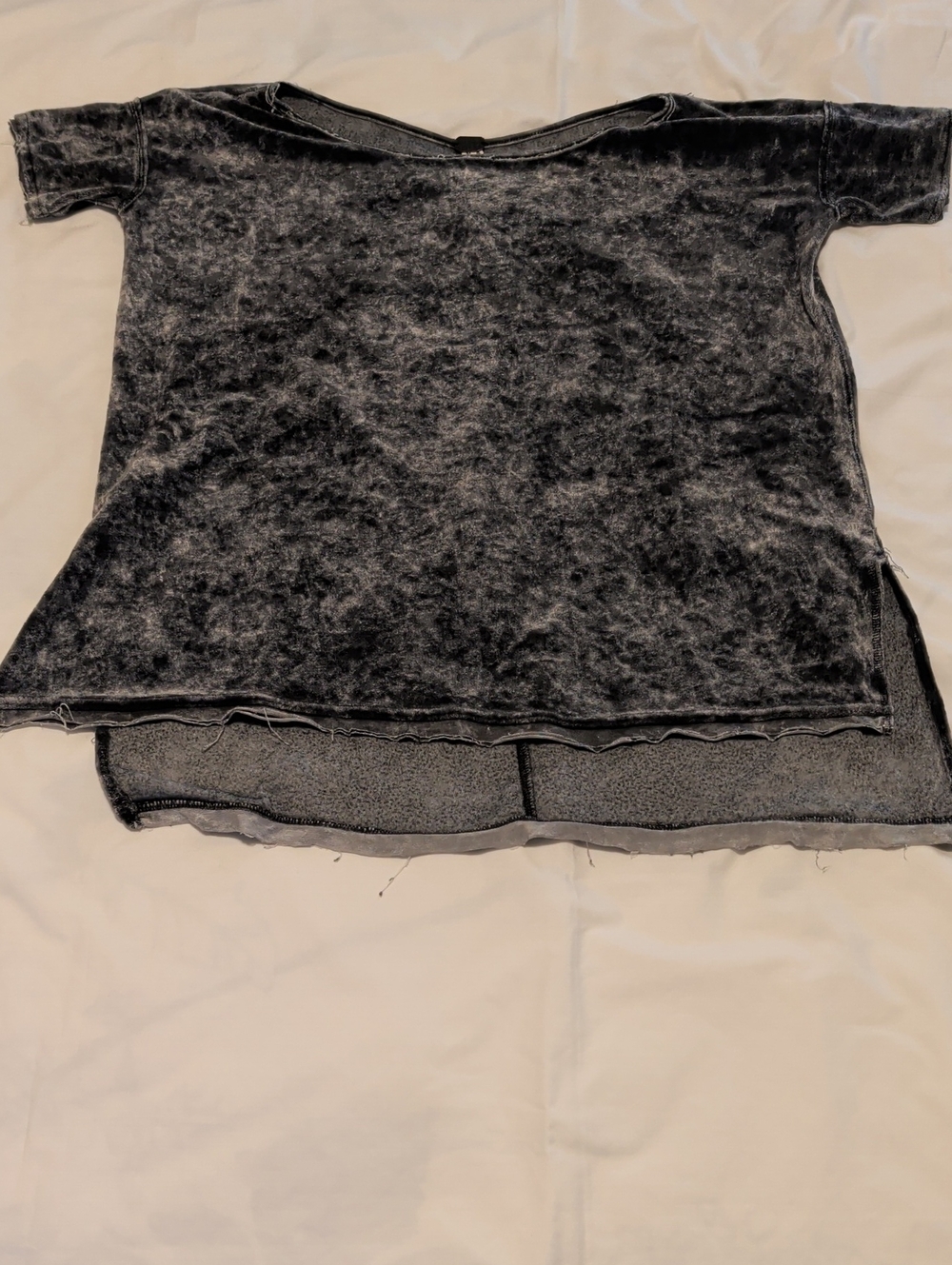 We The Free Velvet Washed Short Sleeve Distressed Oversized Women's Top